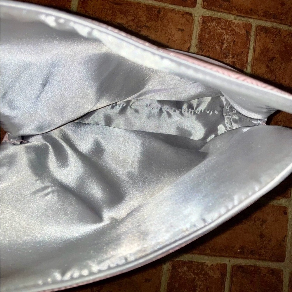 RL Pink Fold-Over Makeup Cosmetic Bag with Silver Trim - Picture 4 of 5